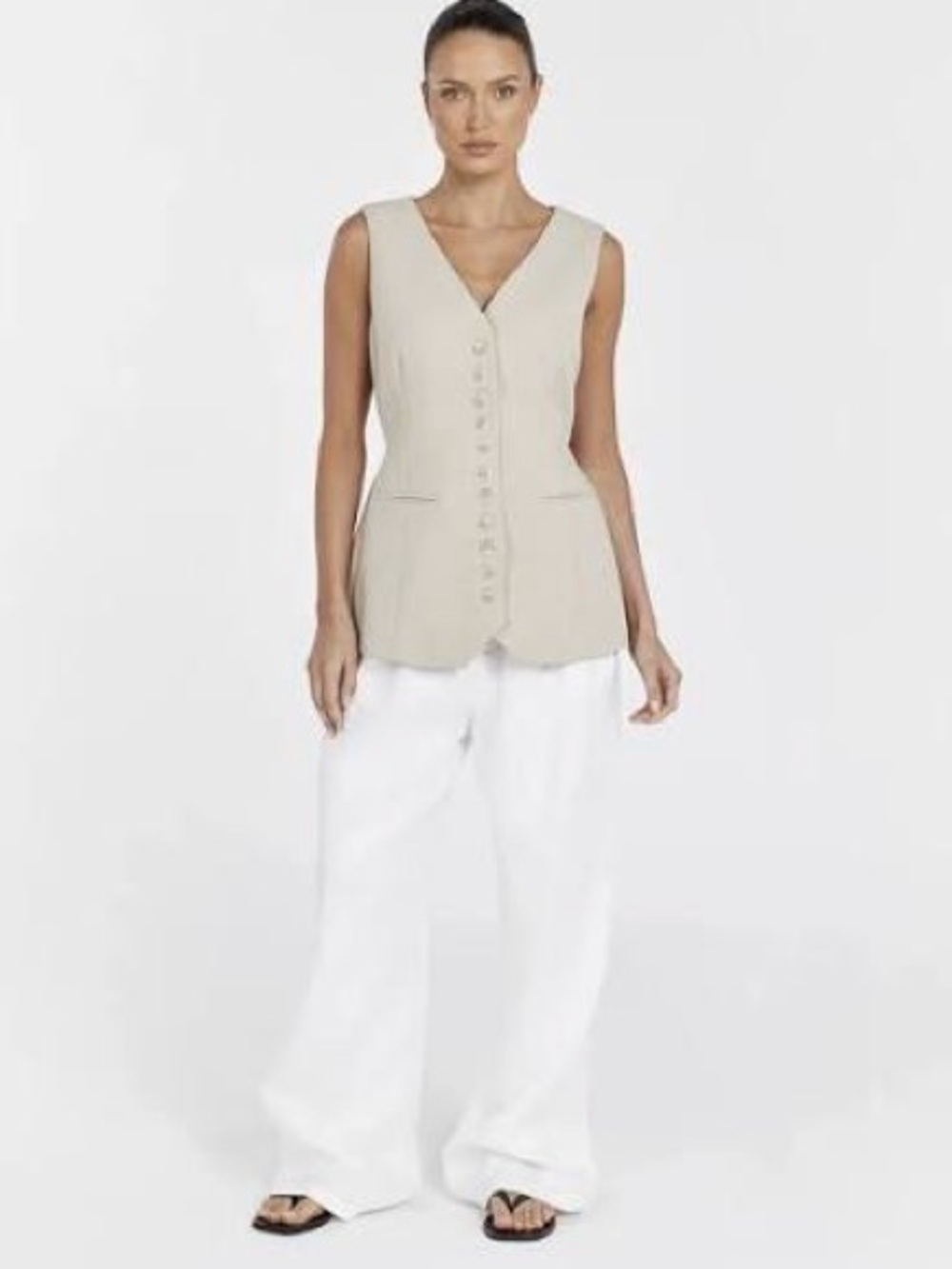 DISSH CELINE LONGLINE VEST in Pebble Tan size 4